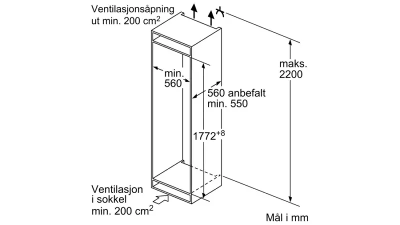 Siemens iQ 300 integrert kombiskap, flathengslet - KI86NVFF0 - Bilde 2